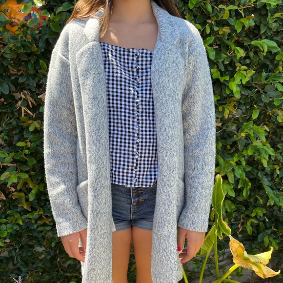 Zara M Heather Grey Long Sweater Coat Jacket - Picture 3 of 6